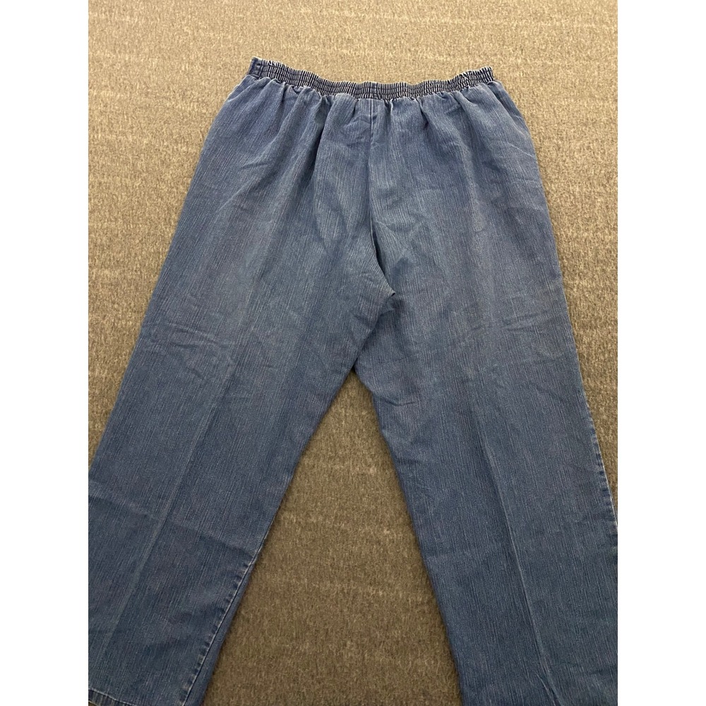 Alfred Dunner Womens Blue Denim Pull On Elastic Waist Straight Leg Pants Size 18 - Picture 9 of 10